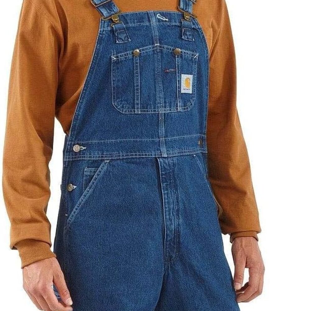 Carhartt Men's Blue R08 Denim Washed Straight Classic Bib Overall Size 34X34